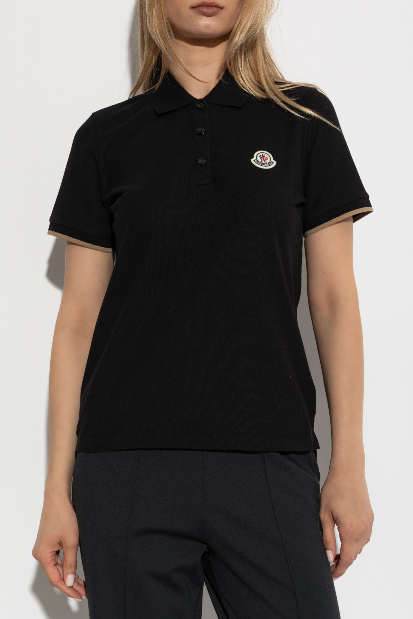 【送料&関税込】Moncler Polo 関税込/希少【MONCLER】Polo shirt with tricolor piping☆White